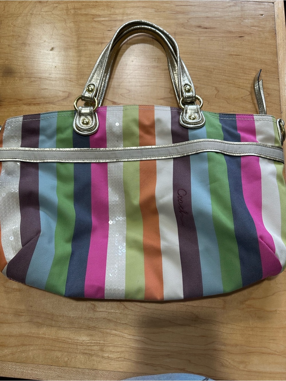 Coach Striped Shoulder Purse